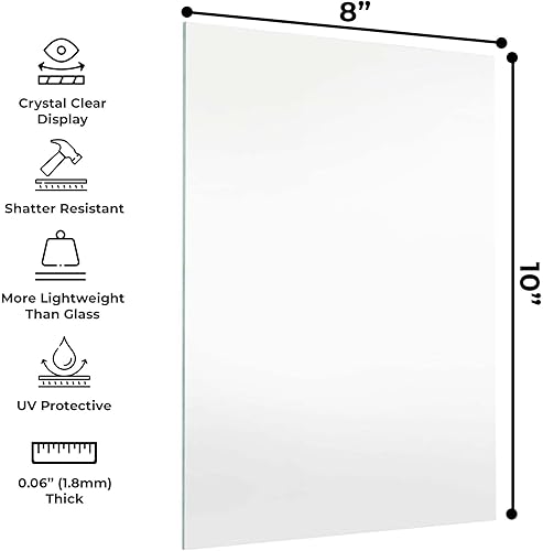 Miniatura 3 de Poster Palooza Plexiglás acrílico de grado de marco de 8 x 10 pulgadas (1 hoja) de vidrio de plástico de repuesto para portarretratos de 8 x 10