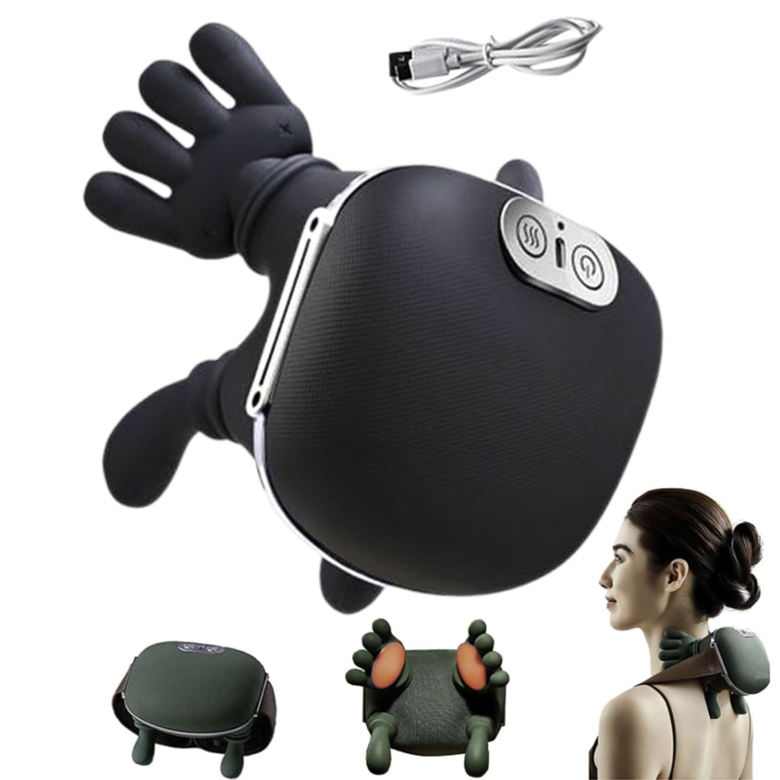 Masajeador Cervical Y Espalda 4D, Recargable Masajeador Cuello Eléctrico, Masajeadors De Hombros Calentado Con Diseño Biónico Con 2 Niveles De Temperatura, Para Alivia Dolores Y Fatiga(02)