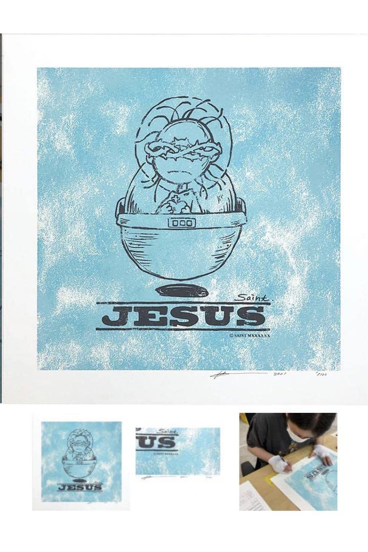 Amazon.co.jp: JESUS POD 細川雄太 セントマイケル 版画 シルク 