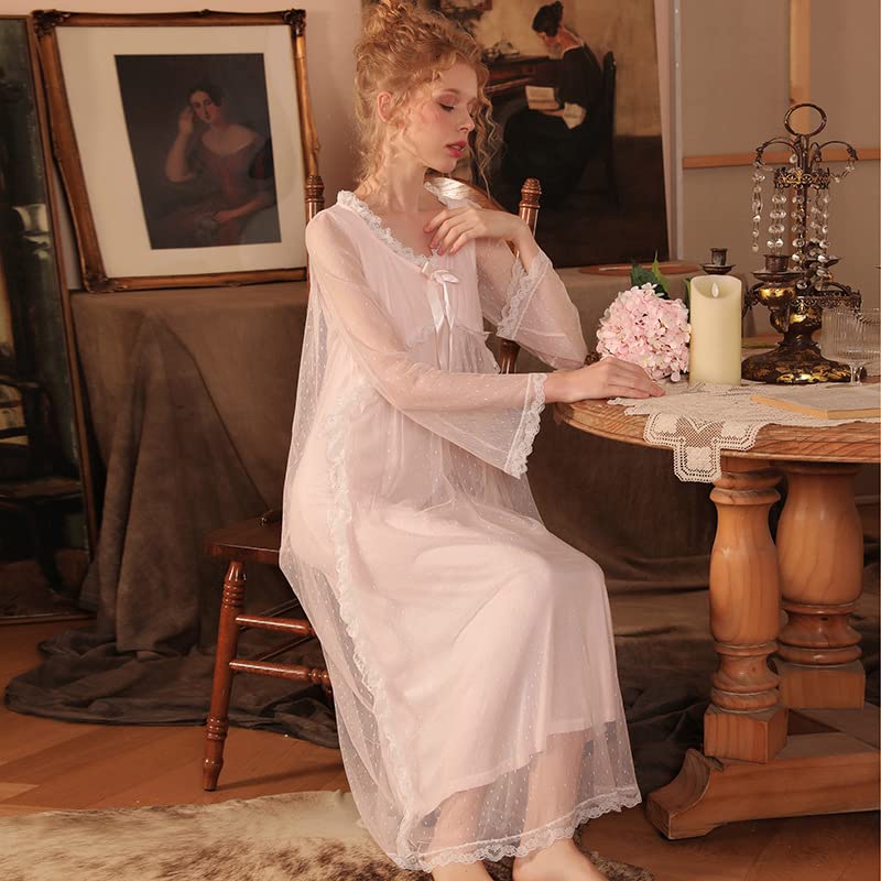 Camicia da notte da donna Vintage Mesh Chemises camicia da notte vittoriana pizzo pigiameria notte Sleepdress Loungewear
