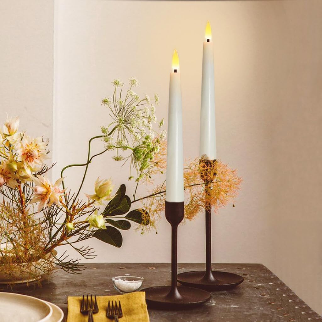 Flameless Taper Candles with Remote Timer, 9.84'’Real Wax LED Candlesticks Battery Operated 3D Flickering Realistic,6PCS Tall Candle for Wedding,Party,Christmas,Home Decor (White)