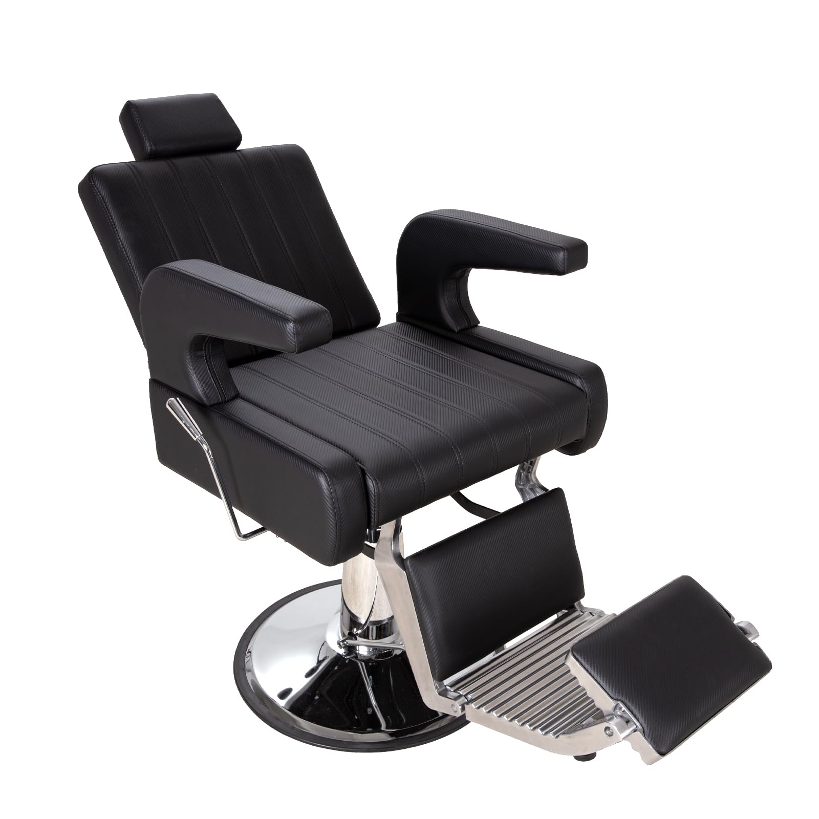 Barber Salon Chair for Hair Stylist, Reclining Chairs with Heavy Duty Hydraulic Pump, Styling Chair for Barbershop Spa Salon Home Studio (Black & Silver)