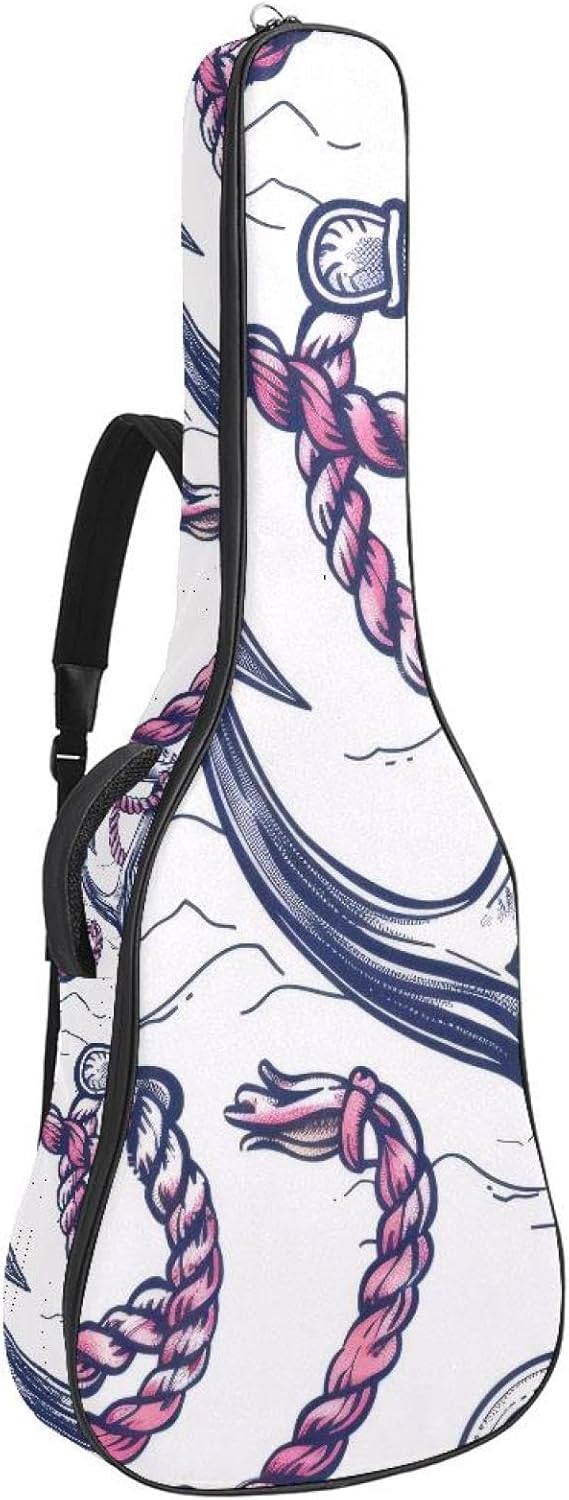 Acoustic Guitar Gig Bag 10mm Thick Padding, Soft Waterproof Guitar Case with Adjustable Backpack Straps for 40-42 Inch Guitar, Seamless Anchor Pattern