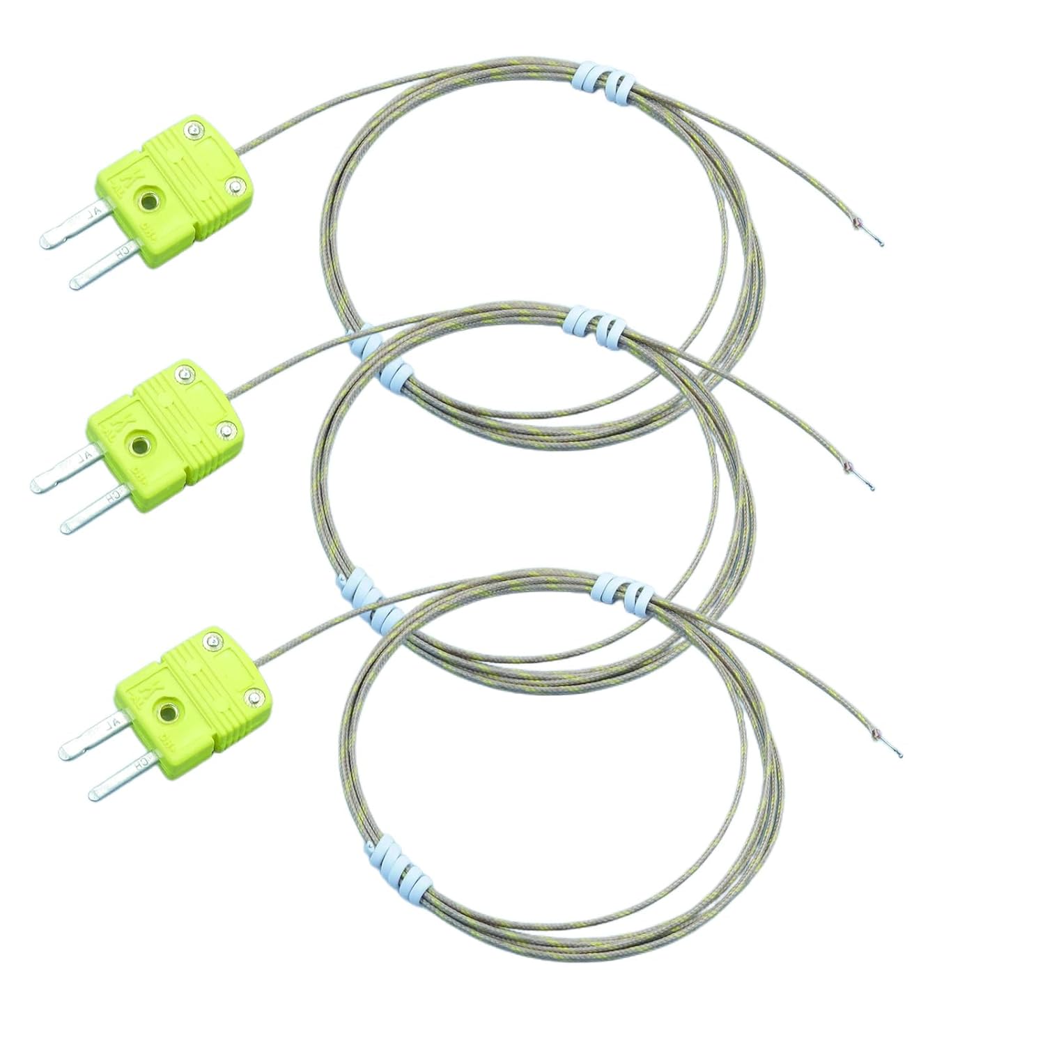 Type K Thermocouple Probe, Temperature Range: -50°F to 900°F Includes 3 Units with 47-inch Fiberglass Leads for Engines 3D Printers Scientific Experiments and HVAC System commissioning