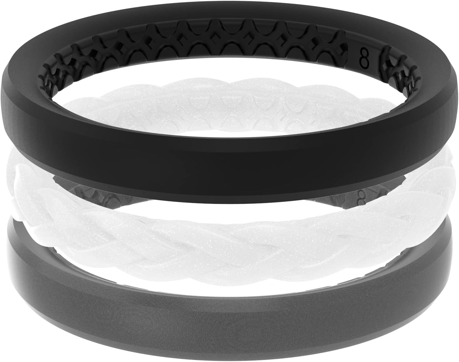Stackable Rings - Breathable Silicone Wedding Rings for Women, Unique Design, Comfort Fit Ring