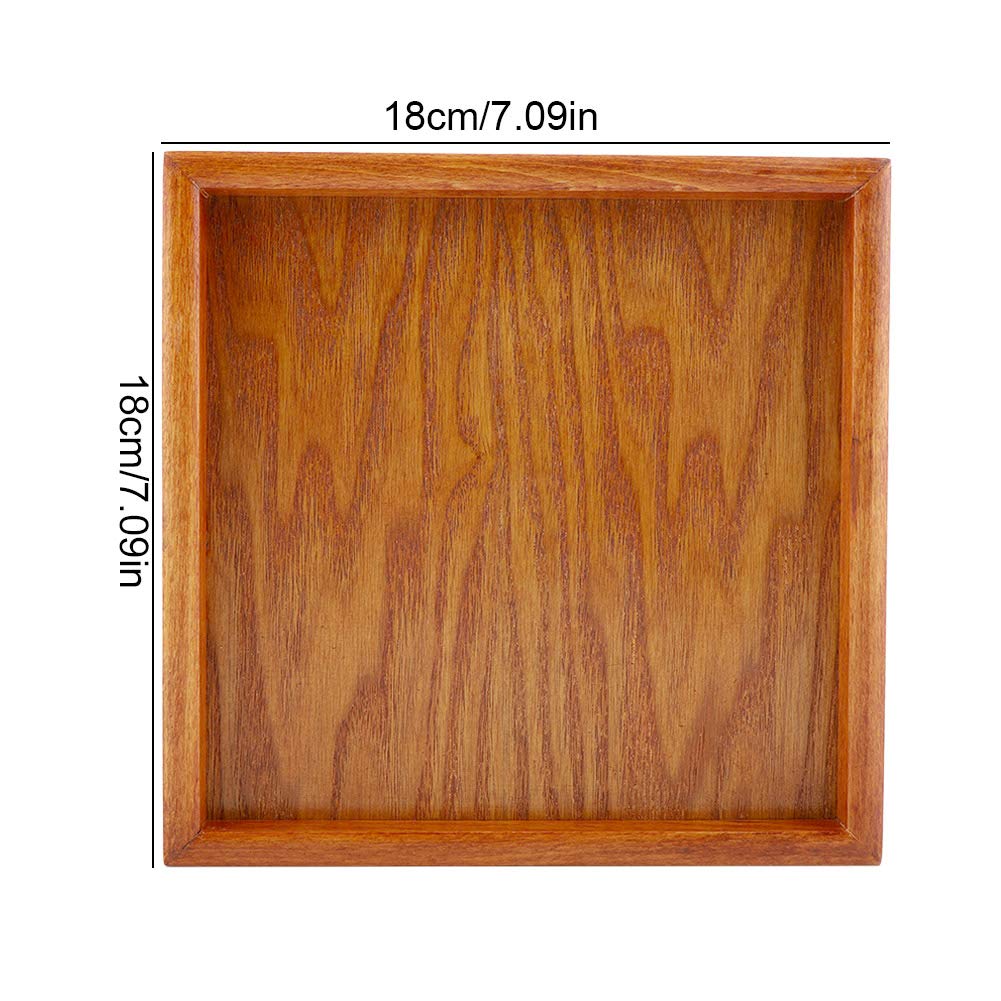 Bandeja cuadrada de nogal – Elegante plato de madera de 18 x 18 cm para té, sushi, café y aperitivos, diseño versátil con bordes elevados para una mayor funcionalidad