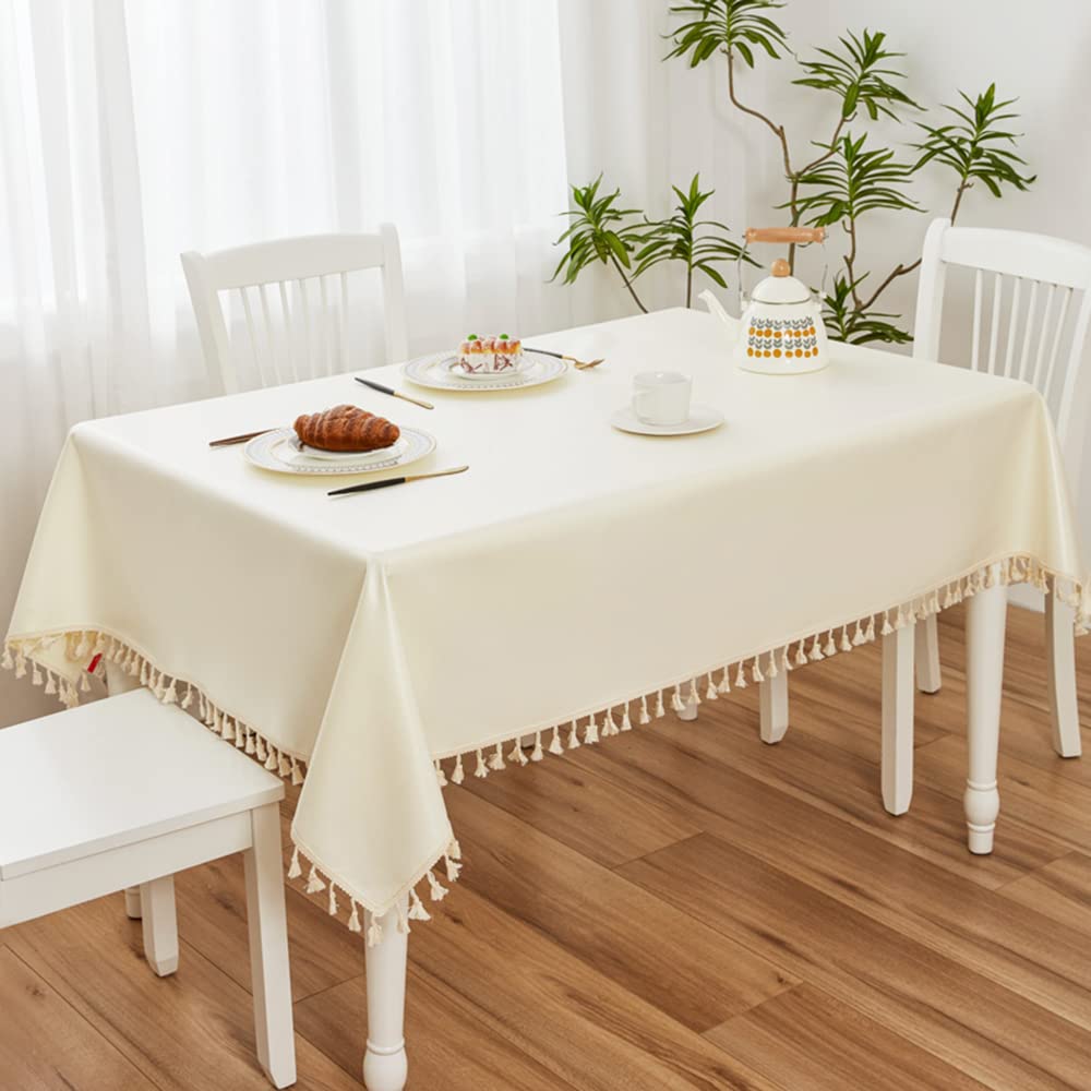 Kithing Rectangular table cloth,TPU coated Cloth art tablecloth,waterproof Tassel tablecloth Free water to wash,Kitchen dining room banquet Tabletop Decoration Tablecloths(140x200cm