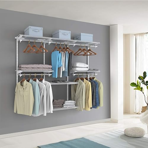 Miniatura 55 de Tangkula 4 to 6 FT Custom Closet Organizer System Kit, Wall-Mounted Storage Organizer with Wire Shelving and Hanging Rods, Adjustable Closet Grey