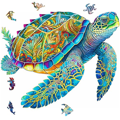 Mys Aurora MAXK Wooden Puzzles, Sea Turtle Jigsaw Puzzles 200 Pieces, Unique Shaped Wooden Puzzle For Adults And Kids thumb #7