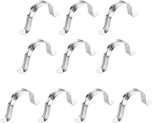 Miniatura 8 de uxcell 6 correas rígidas de tubo, 4.331 in (4.33 pulgadas) 201 de acero inoxidable 201 con 2 agujeros en forma de U, abrazaderas de tubo para fijar