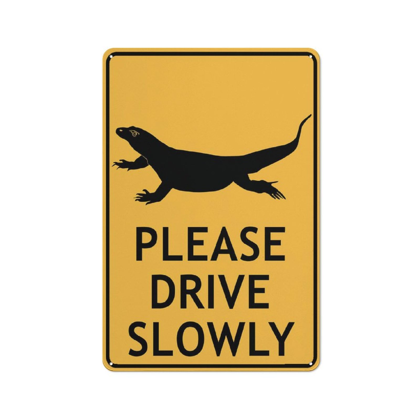 Goanna Area (Please Drive Slowly) Sign, 8x12 Inch Metal Aluminum, Pre-Drilled Holes for Easy Mounting, Indoor/Outdoor Use for Fence, Door, Gate