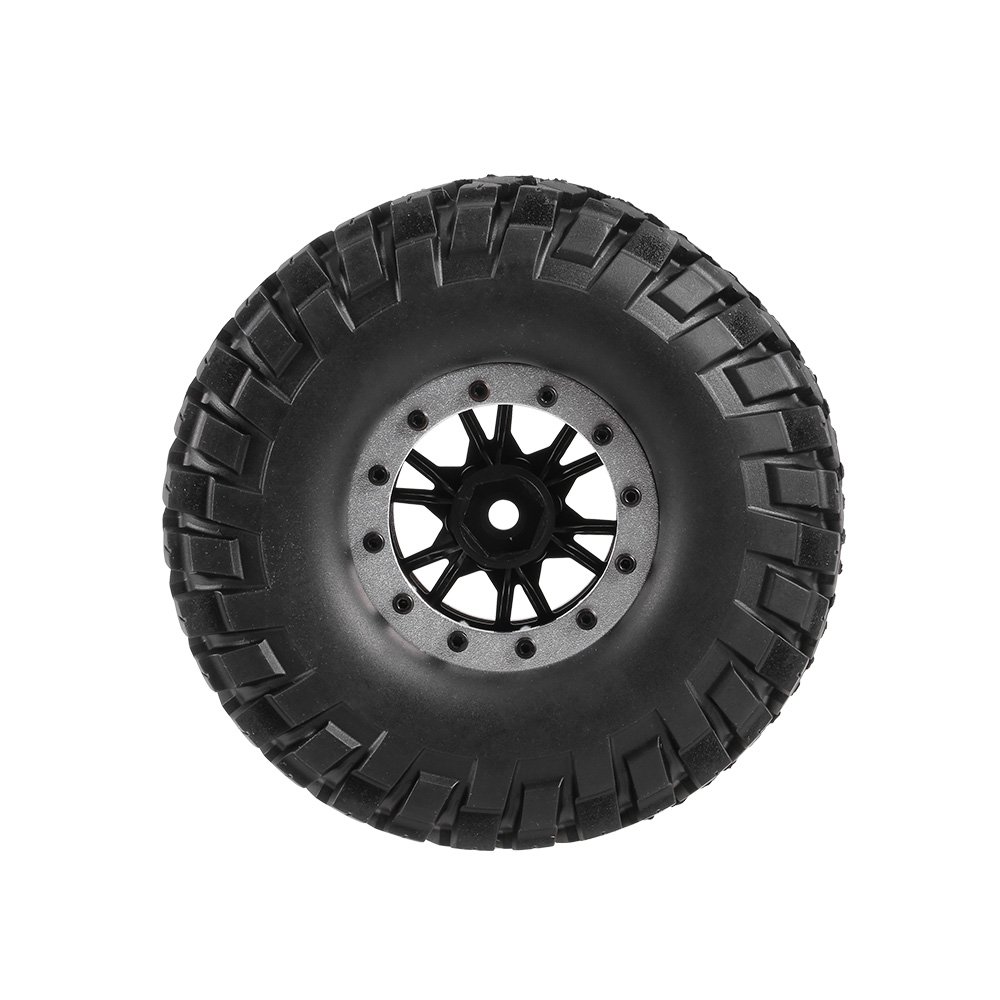 KEEDA Juego de ruedas y neumáticos Beadlock de plástico de 114 mm 1.9 pulgadas para escala 1/10 RC Rock Crawler Car Axial SCX10 Traxxas TRX4 RC4WD D90 TF2 (Plata)