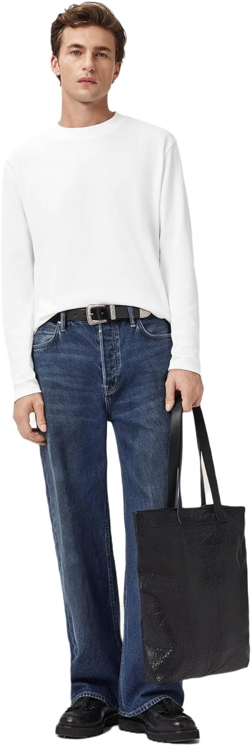 Allsaints Mens Nero Long Sleeve Crew Neck Shirt - Image 5