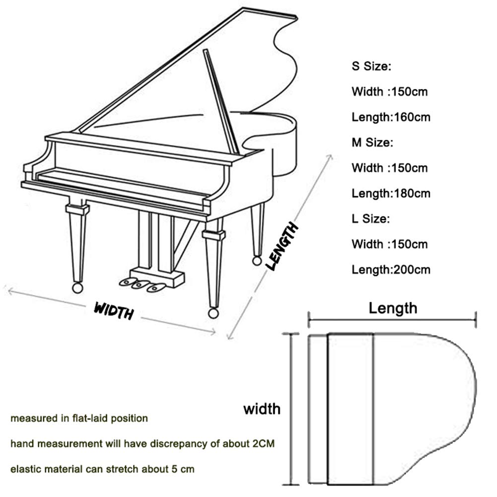Klavierabdeckung, staubdichte Abdeckung Samt Flügelabdeckung Stoff waschbar Triangle Bordered Piano Cover