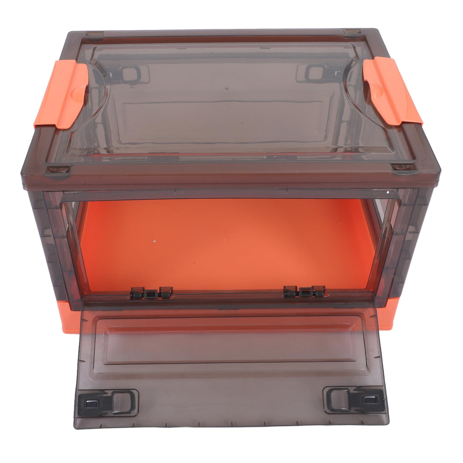 Contenitore Portaoggetti Pieghevole con Ruote da 29l, Scatola Trasparente con Coperchio Arancione, Organizer Mobile per Casa, Ufficio e Lavanderia, Cassa di Stoccaggio Salvaspazio