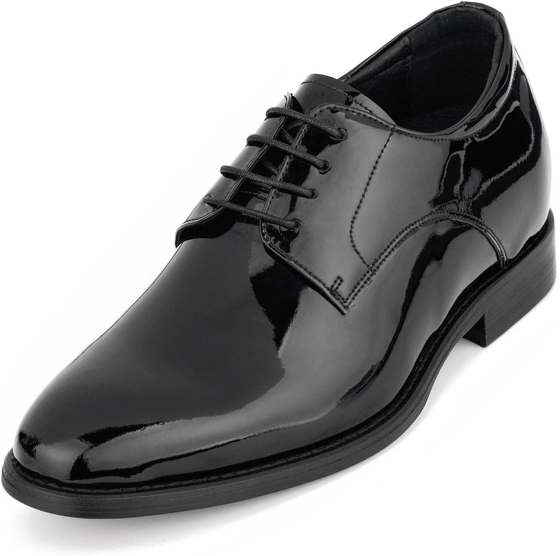 CALTO Men's Invisible Height Increasing Elevator Shoes - Black Patent Leather Lace-up Formal Dress Oxfords - 2.8 Inches Taller - Y7401 - Size 9 D(M) US
