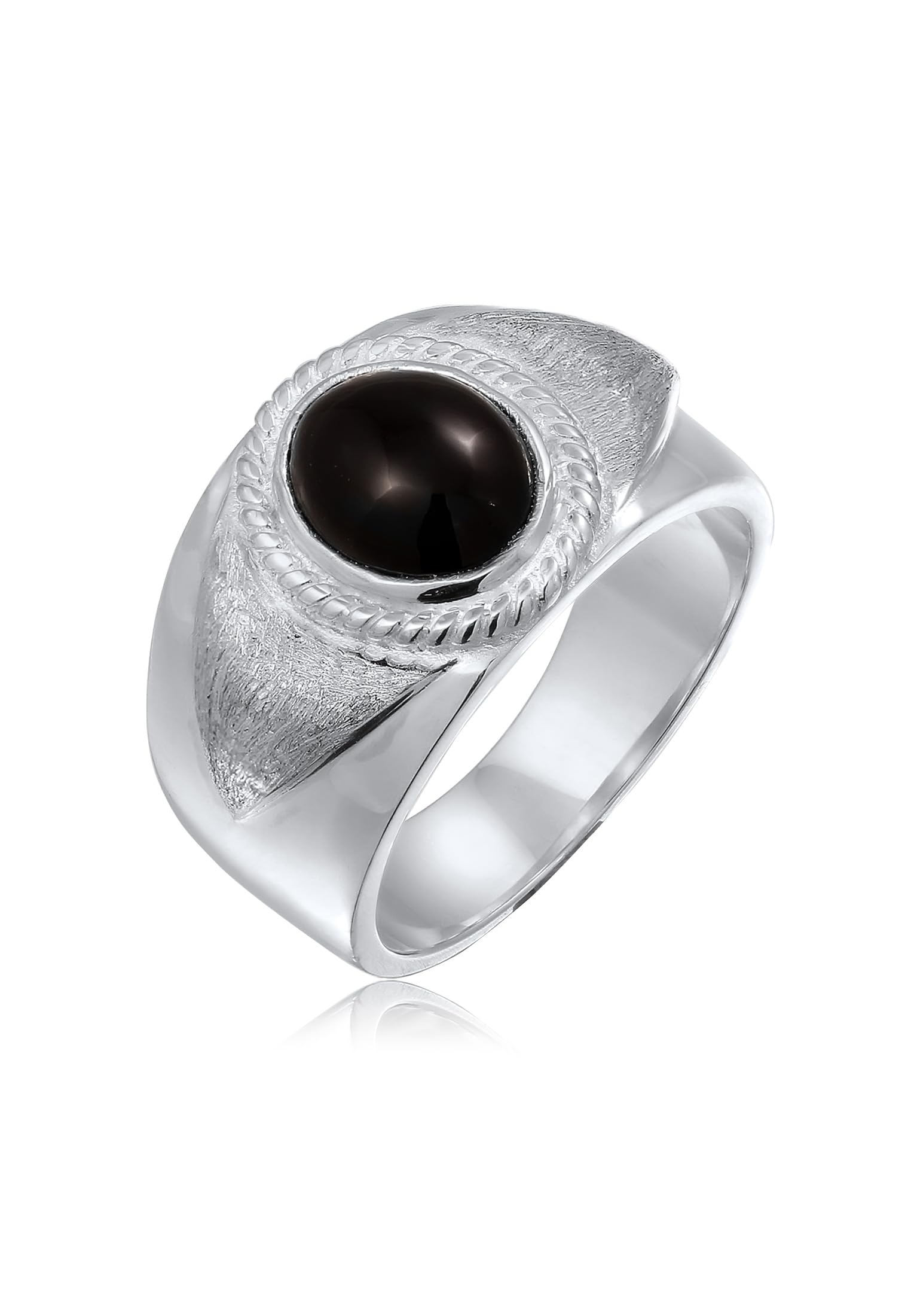 Kuzzoi Anello con sigillo da uomo con onice (10 mm) in argento sterling 925 lucido, anello in argento massiccio stile vintage, per uomini di misura 60-66, 0612143024