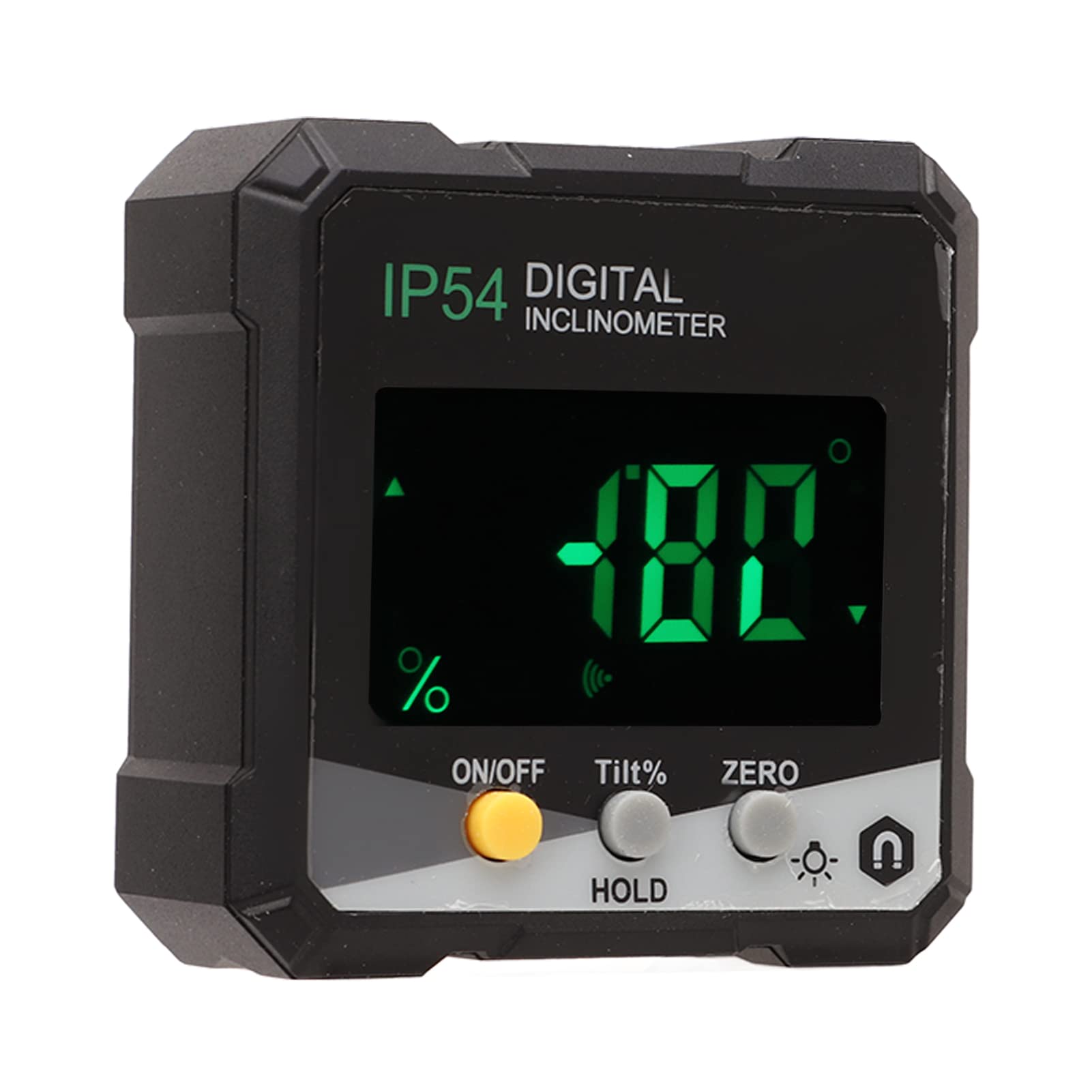 LCD Display Protractor, 360° (4x90°) Magnetic Base Digital Inclinometer Clear Reading Lightweight Easy for Woodworking