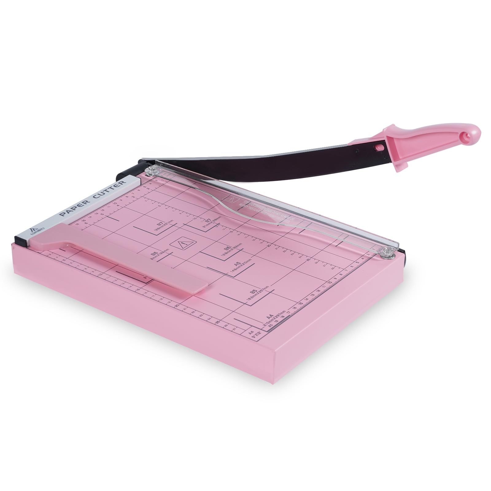 Guillotine Paper Cutter, Heavy Duty 12-Sheet Capacity Trimmer for Cardstock, Photos, Scrapbooking, Office, Classroom, Studio (Pink)