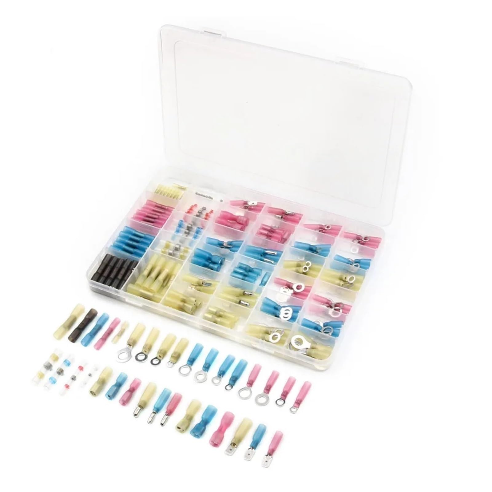 BYLSAGWHT 200Pcs/Set Insulated Heat Shrink Terminals Wire Cable 5Colors Splice Crimp Connectors Terminators 22-10AWG 0.5-6.0mm2