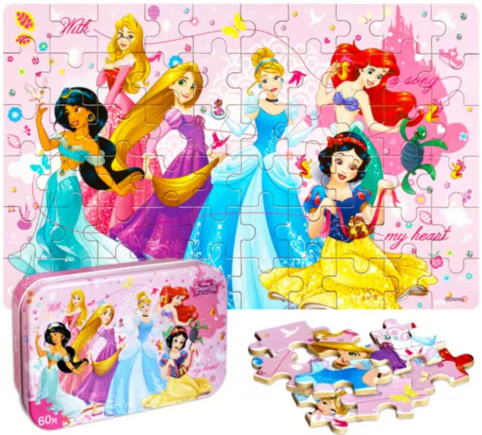60 Piece Jigsaw Puzzles for Kids Ages 4-8 Educational Learning Toys for Boys & Girls Fun Puzzle Game with Sturdy Tin Box Storage Toddler & Preschool Children’s Activity