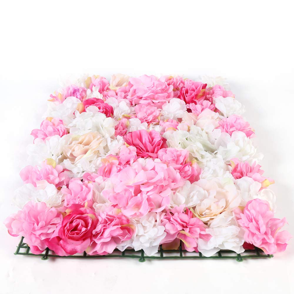 8/12/15/20-Stücke Künstliche Blumenwand Panel 60×40cm, DIY Seidenblumen Kunstblumen Rose+ Hortensie+ Dahlie für Hochzeit Dekor Party Hintergrund (20)