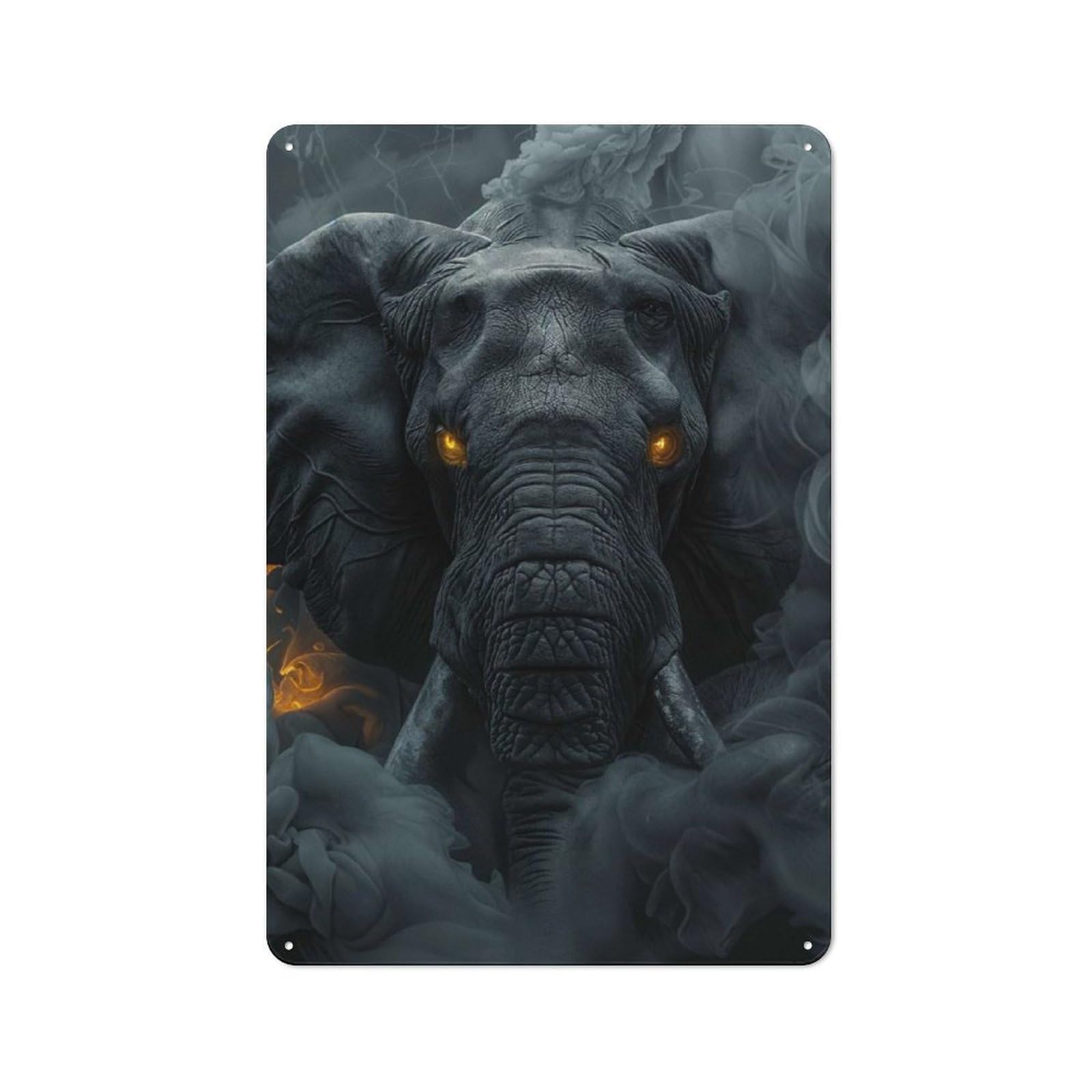Junmoney Elephant In Black Smoke Vintage Tin Sign 30X20cm With For Man Cave Or Games Room, For Games Room Collectors