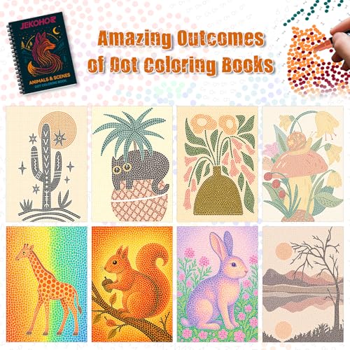 Image of Adult Coloring Book Set:3 PCS Dot Coloring Books for Adults with 90 Patterns and 12PCS Acrylic Markers,Dot Art for Adults to Relax and Relieve Anxiety Gifts-(Animal & Flowers Plant & Countryside)
