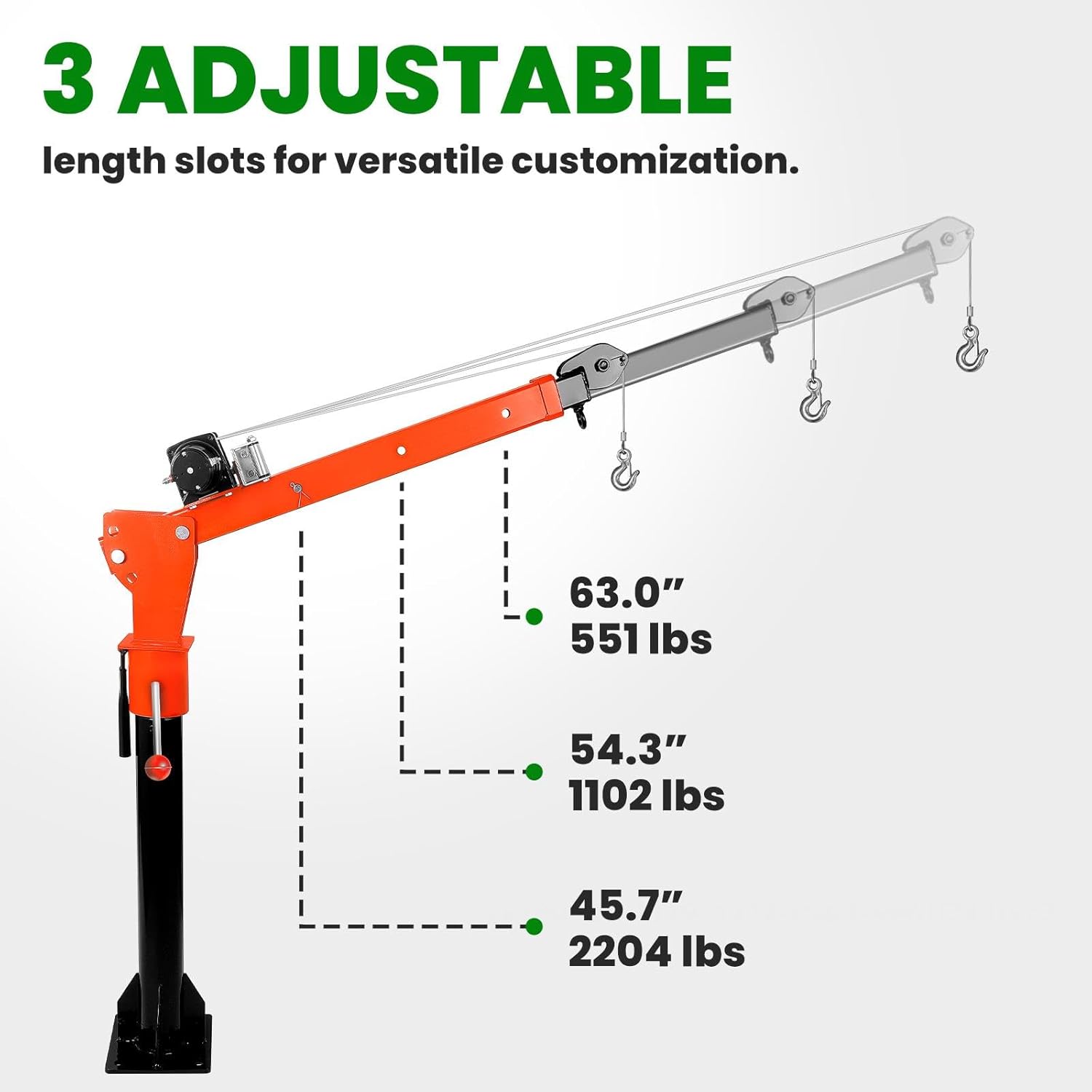 5000 lbs Folding Truck Crane, 3-Level Adjustable Jib Crane, 12 V Electric Truck Winch, Alloy Steel Truck Lift, Truck Crane for Forestry, Factory Workers
