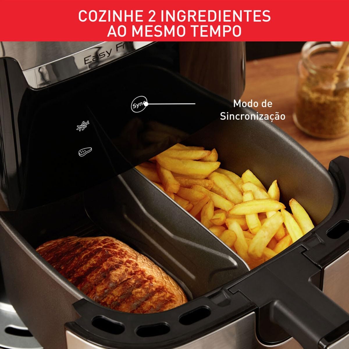 Moulinex EZ801D15 Easy Fry & Grill Friteuse à air et grill 2 en 1, capacité XXL, séparateur pour double cuisson, brunissage impeccable, résultats croustillants, cuisson saine, 8 programmes, 6,5 l