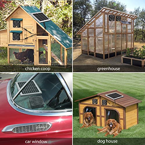 Allto Solar Waterproof Solar Powered Fan Kit Pro, 15W Solar Panel + 2 Pcs High Speed Dc Brushless Fan, For Chicken Coop, Greenhouse,Dog House, Shed, Car Window Exhaust, Diy Cooling Ventilation Project #TOP6