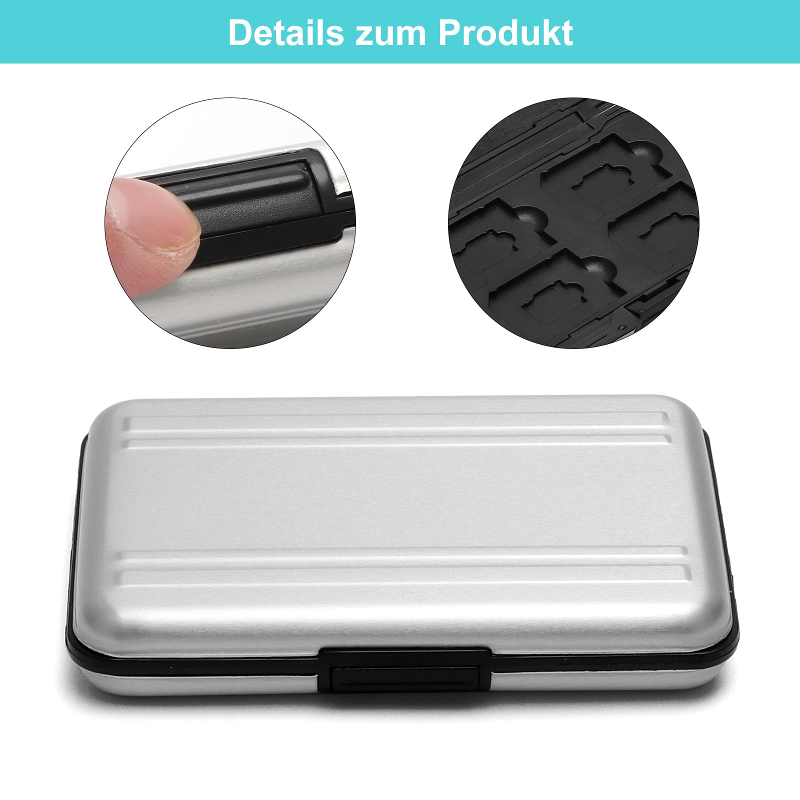 VOSSOT 8 Slot per Schede di Memoria Porta SD Card Custodia per Schede Sd/TF Portatile per Schede SD Custodia Protettiva In Alluminio Impermeabile E Resistente per 8 SD E 8 Schedes TF