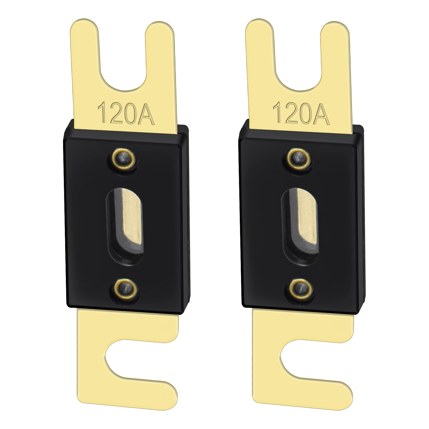 Heschen ANL Fuse ANL-120 Lot de 2 fusibles 120 A pour système audio de voiture Doré et noir