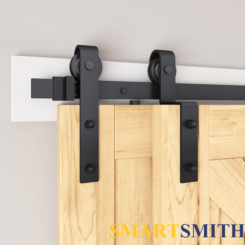 Buy SMARTSMITH 5ft Single Track Bypass Barn Door Hardware Kit,Upgraded