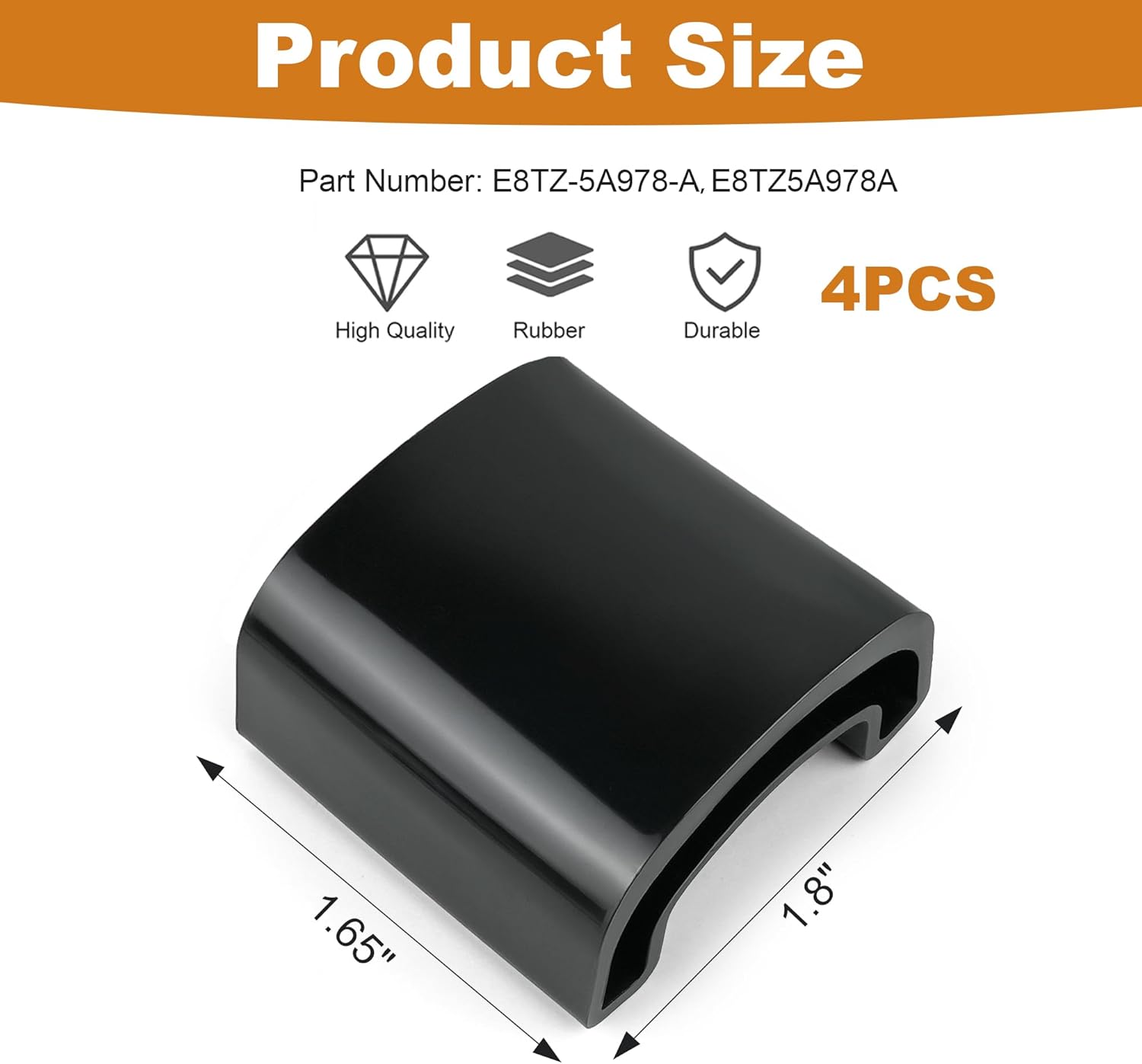 Rear Suspension Leaf Spring Insulator Insert Bushing Bumper Pad Compatible with Ford F-Super Duty Truck F-350 Chassis Cab 1992-2025 E8TZ-5A978-A E8TZ5A978A (4)
