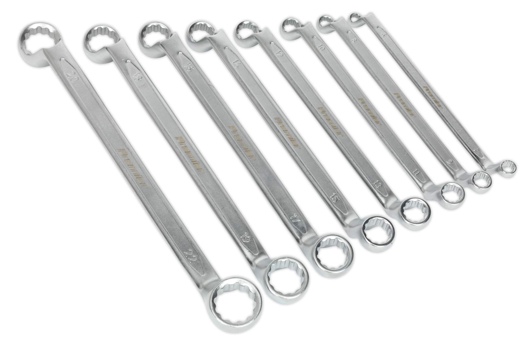 Sealey White Ak6327 Offset Double End Ring Spanner Set 8Pc Metric
