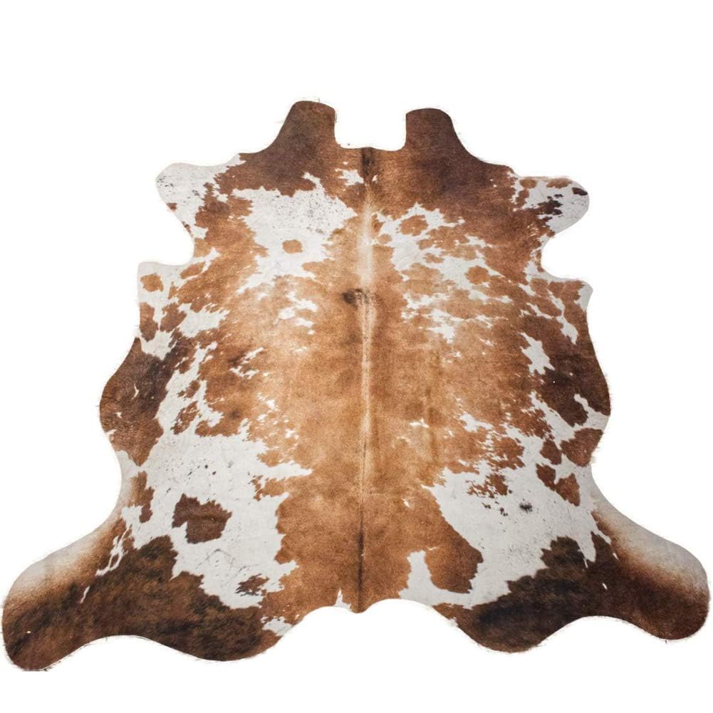Tapis en fourrure de vache synthétique - 200 x 140 cm - Noir/marron
