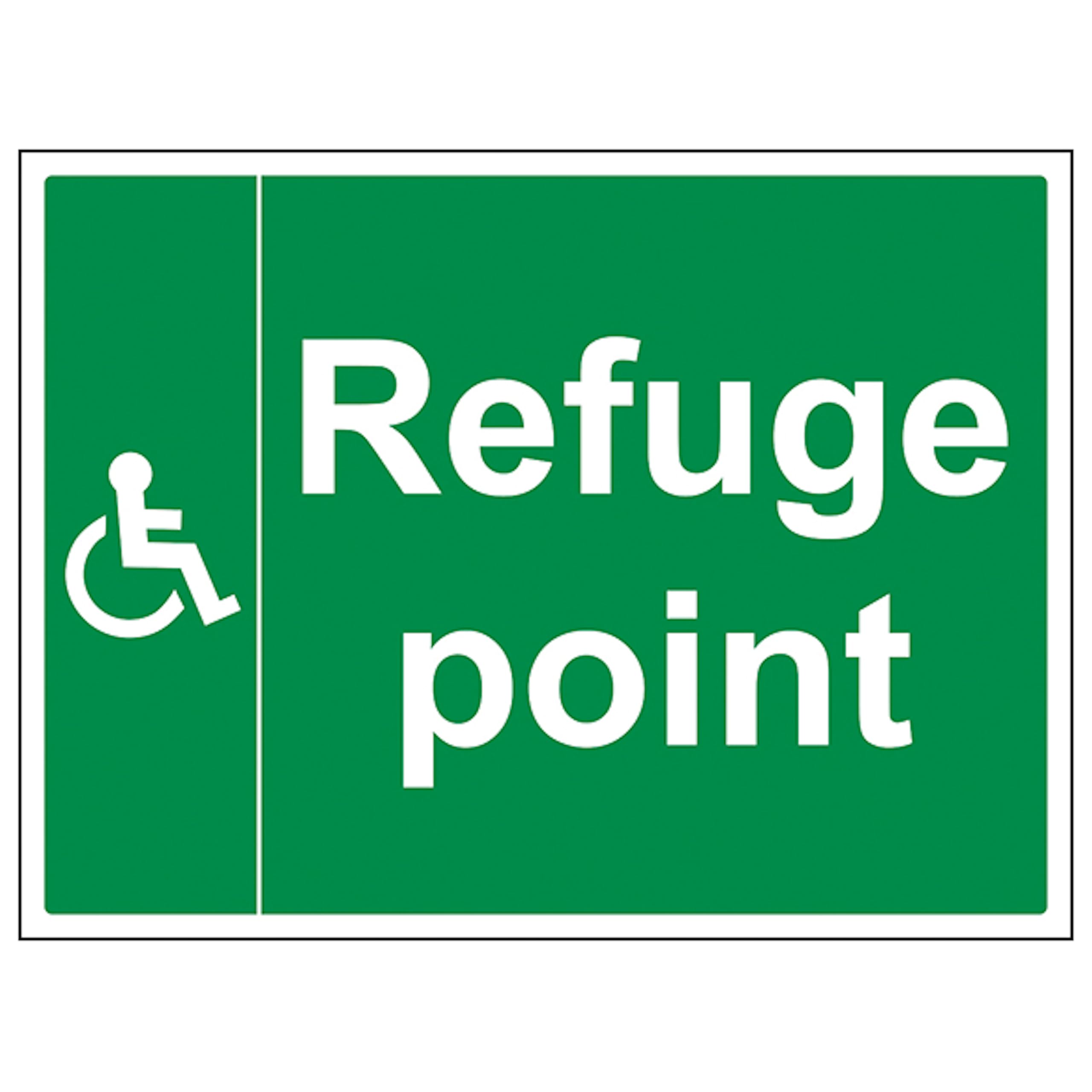 V Safety Refuge Point - Large Landscape 600 x 400 mm - 3mm Aluminium Composite Safety Sign