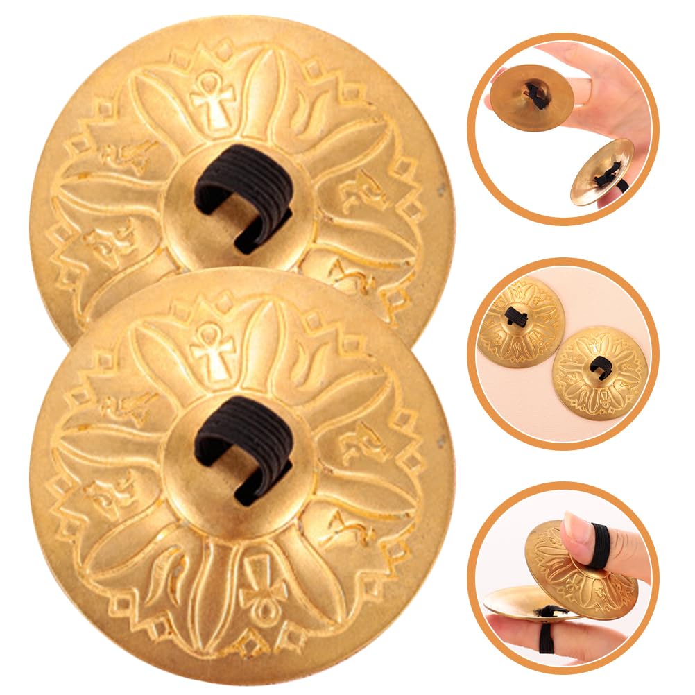 Amosfun Zills, 2 paia di bacini per dita per il pollice, strumento per le dita, bacino, bacino per le dita, bacino, bacino per le dita, piccolo bacino in rame, abbigliamento penetrazione bambino