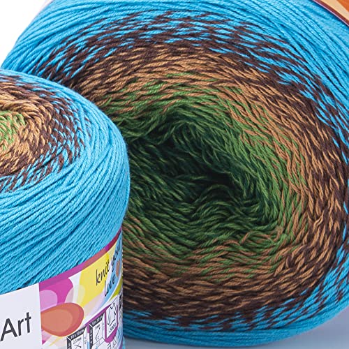 Image of YarnArt Cotton Acrylic Yarn Flowers 55% Cotton 45% Acrylic 250gr 1000m Multicolor Rainbow Sport Yarn (314)
