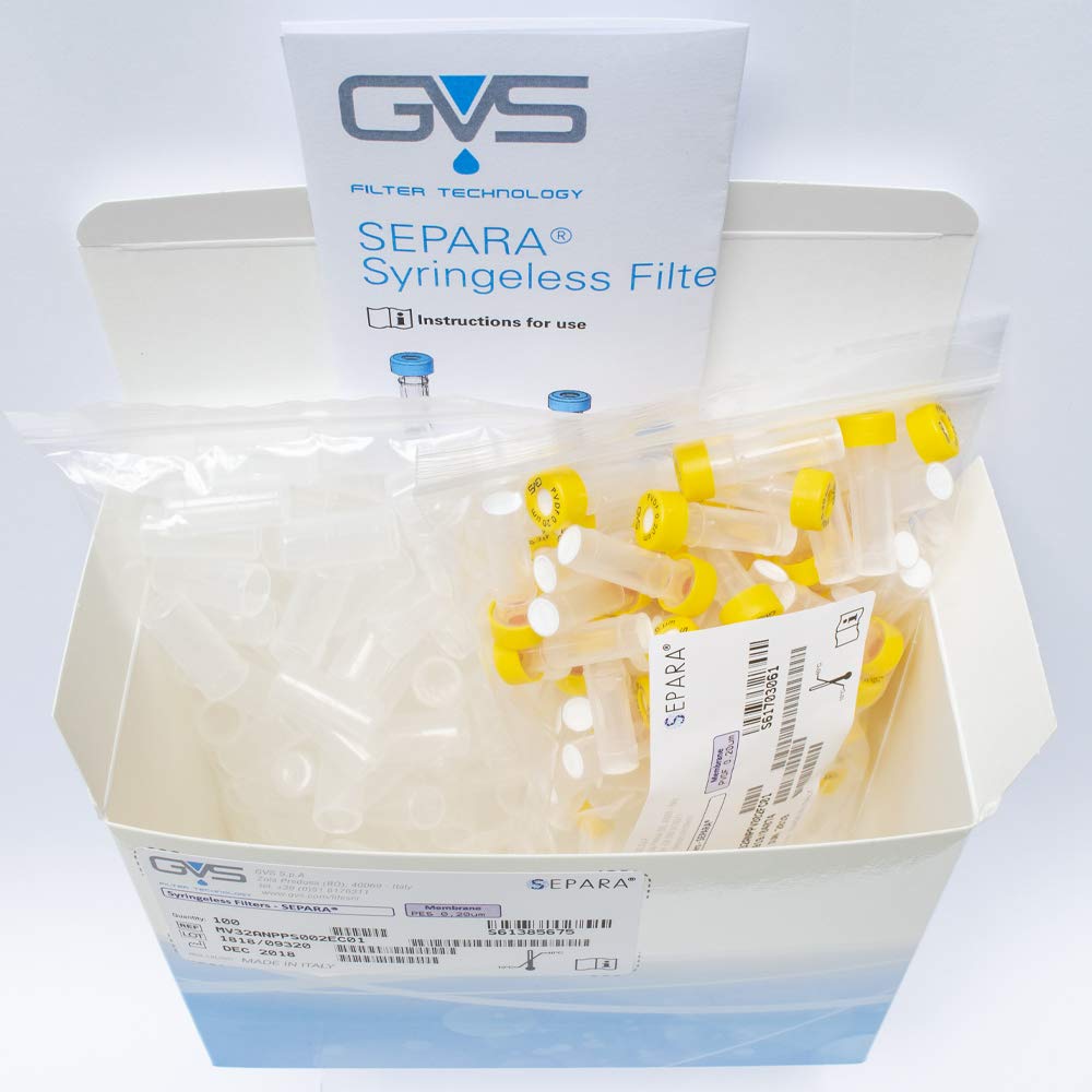 GVS Filter Technology, SEPARA Spritzenlose Filter Vial, PVDF Membran, 0.2µm, 100/pk