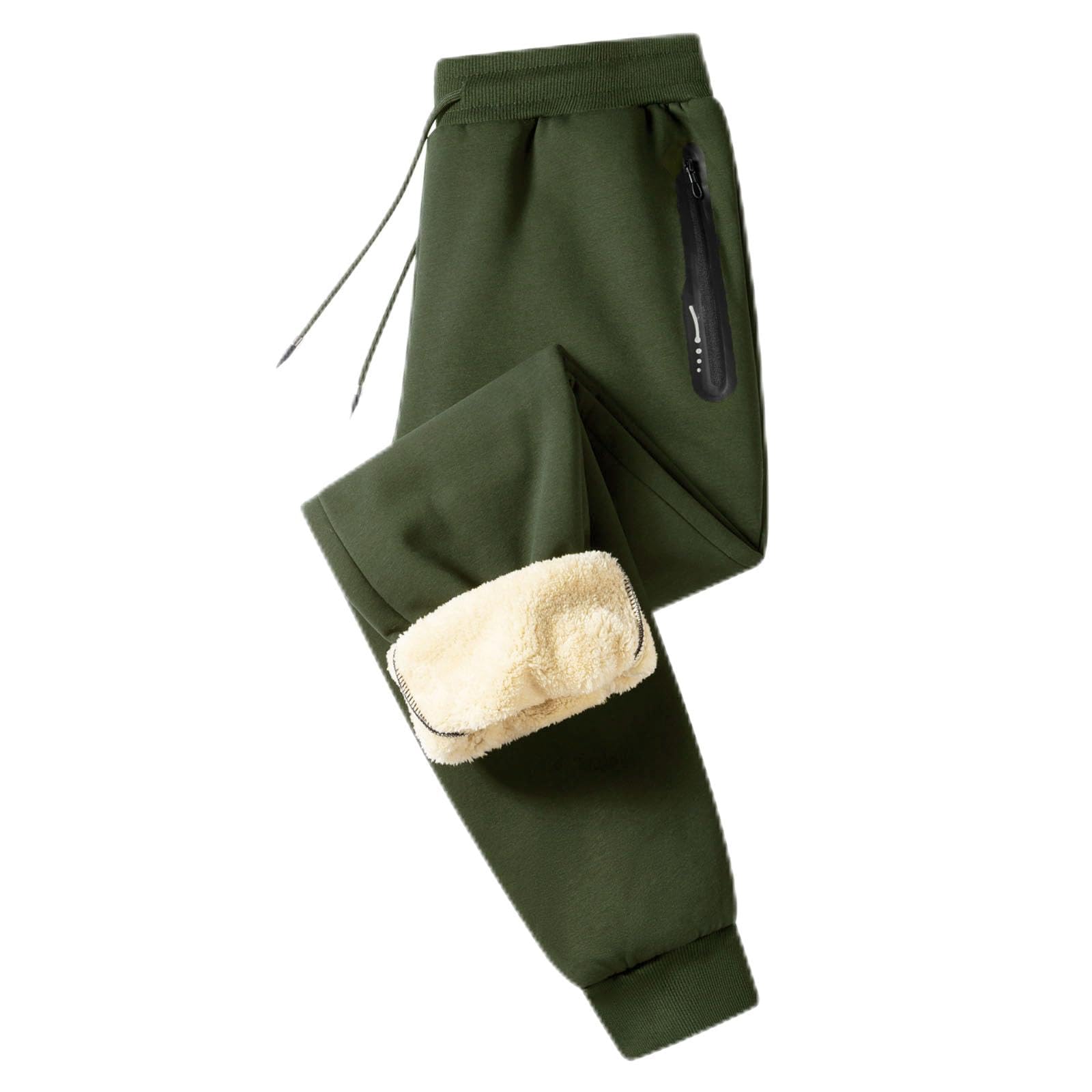 JustSun Jogginghose Herren Baumwolle Warme Gefütterte Thermo Fleece Hosen Winter Outdoor Sporthose Freizeithose mit Reißverschluss Taschen