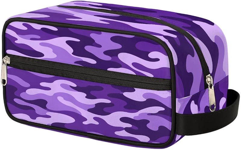 Necessaire de viagem Pardick com estampa camuflada roxa, zíper e alça lateral, 1 unidade