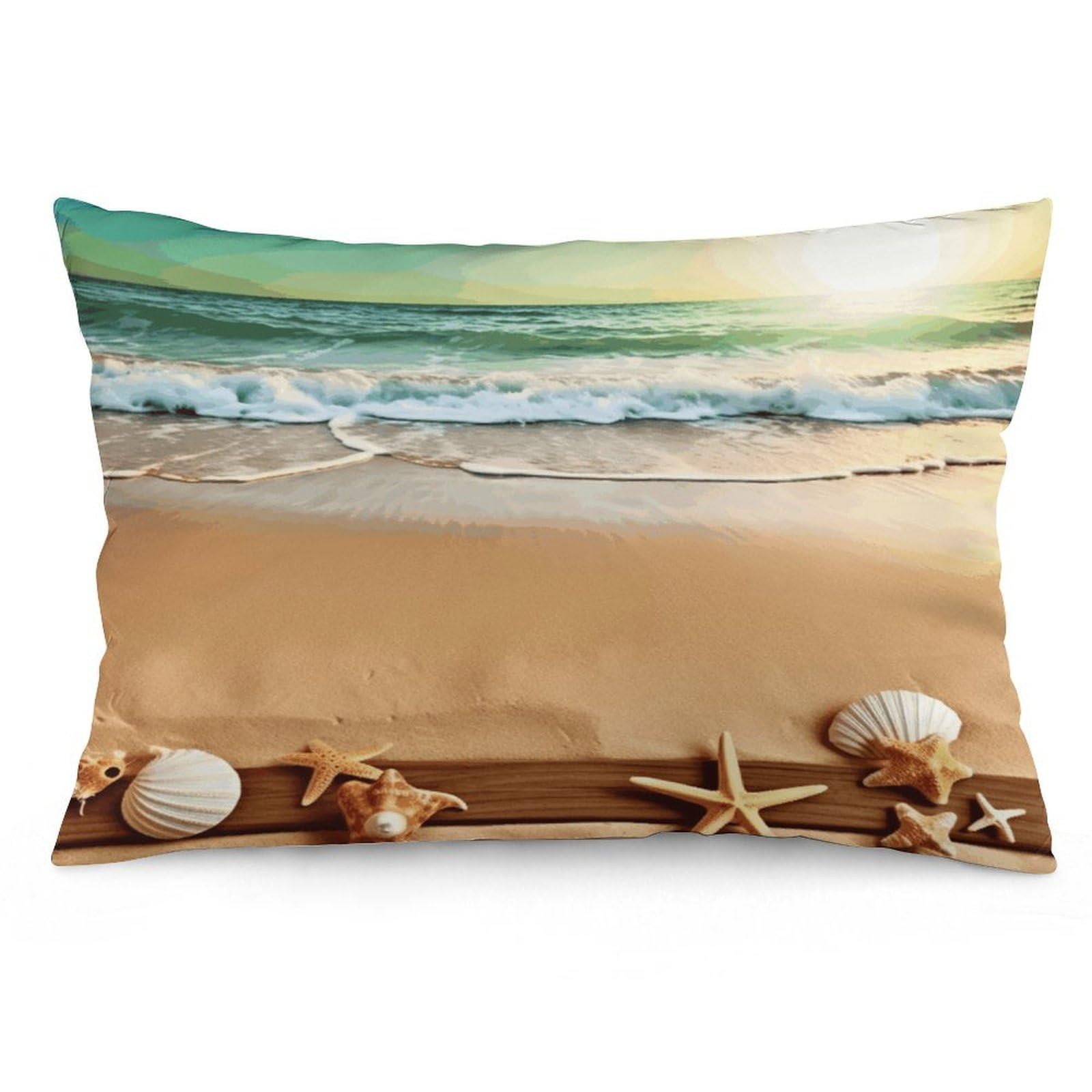 Ocean Beach Theme Throw Pillow Cover Soft Lumbar Pillow Covers with Zipper Breathable Rectangular Cushion Case Polyester Pillow Case Decorative Body Pillow Cover for Couch Bed