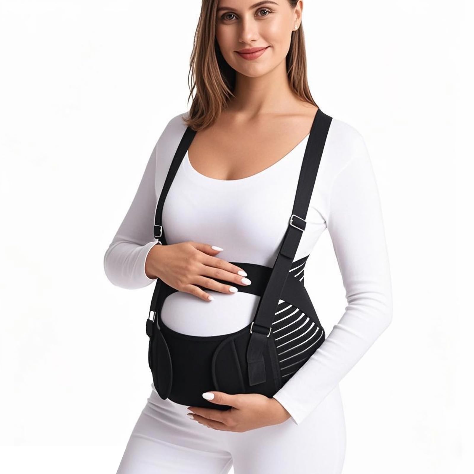 5 in 1 Bauchgurt Schwangerschaft Bauchband Schwangerschaft mit Verstellbaren Trägern Schwangerschaftsgürtel Schwangerschaftsgurt Auto Umstandsmode Belly Band Pregnancy für Stützt Taille & Bauch