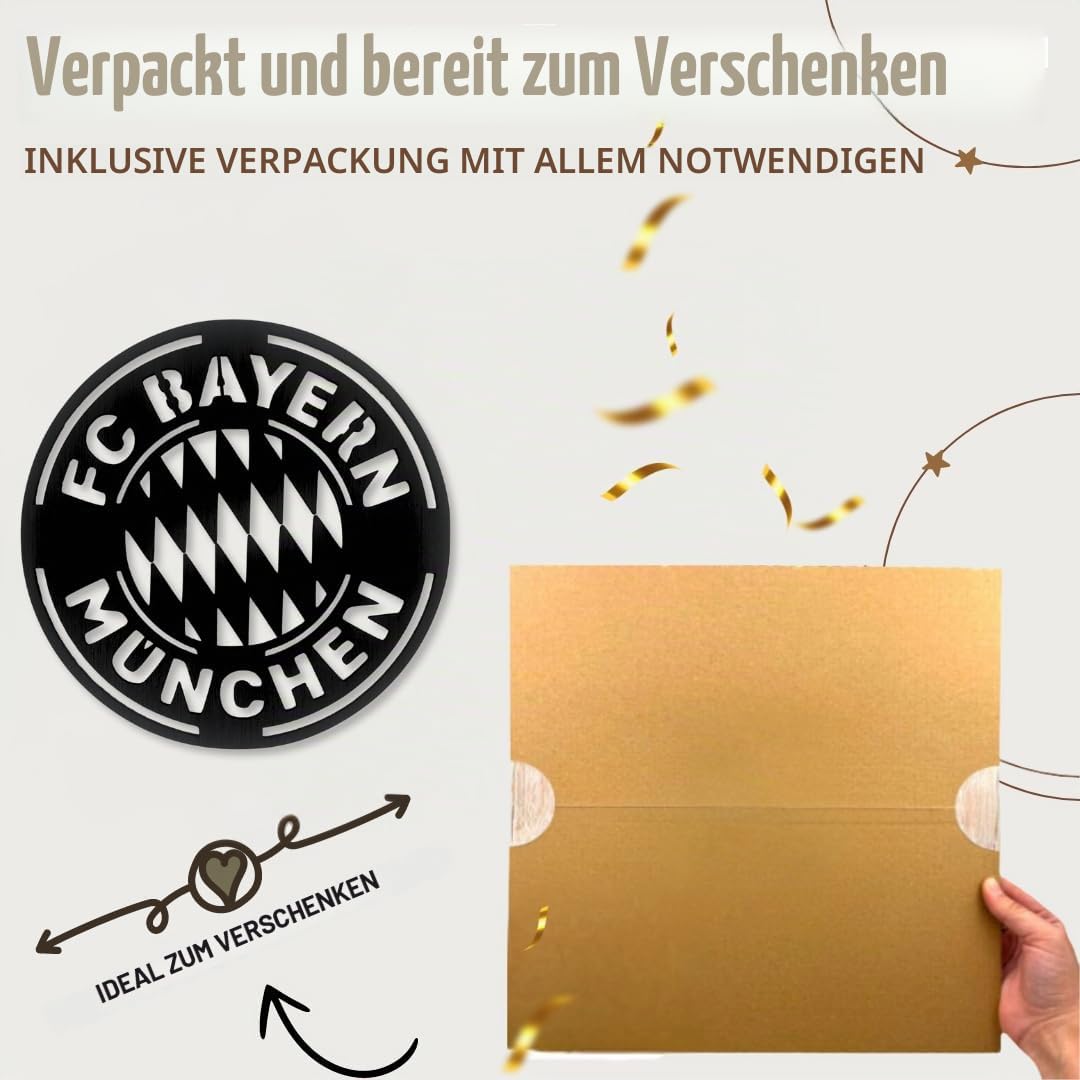 Bild Wappen Bayern Wand Holz - Raumdekoration, modernes Zuhause, originelle Geschenke für Herren, Kinder, moderne Wohnzimmerdekoration, Fußballposter (Bayern M)