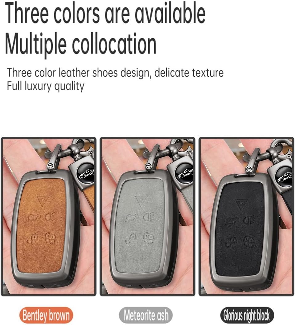 ontto Leather Key Cover Fit for Range Rover Sport Evoque 2010-2017 Smart Remote Key Fob Case for Discovery 4 LR4 2010-2015