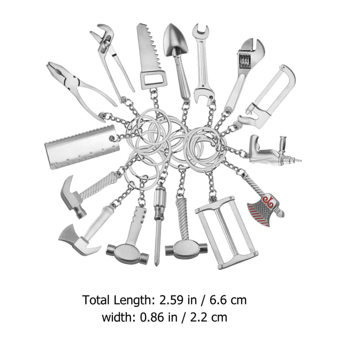 Kichvoe 20 Pezzi Portachiavi Ciondolo in Metallo Argento Design Chiave Creativa Struttura Semplice e Facile da Usare per Decorazione Portachiavi e Borsa Stili multipli