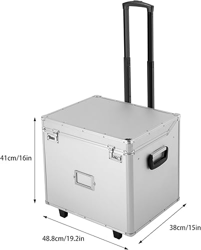 Miniatura 4 de Caja de almacenamiento de archivos portátil con asa, carrito de bloqueo de archivos con ruedas, caja organizadora de archivos de letras de metal,