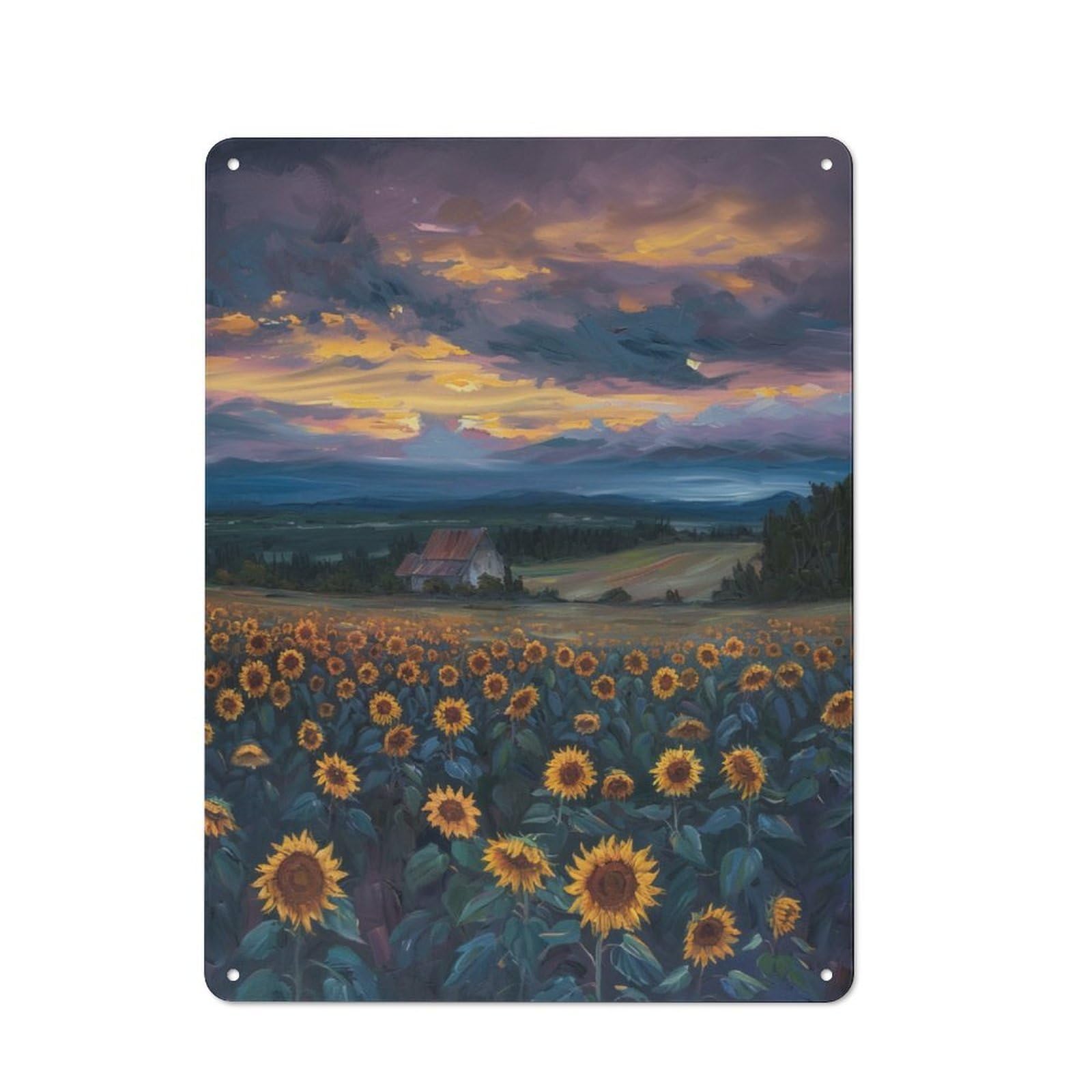 Junmoney Sunset Sunflower Field Vintage Tin Sign 40X30cm Featuring For Bar Or Restaurant, A Decorative Christmas Gift For Bar Decor Enthusiasts